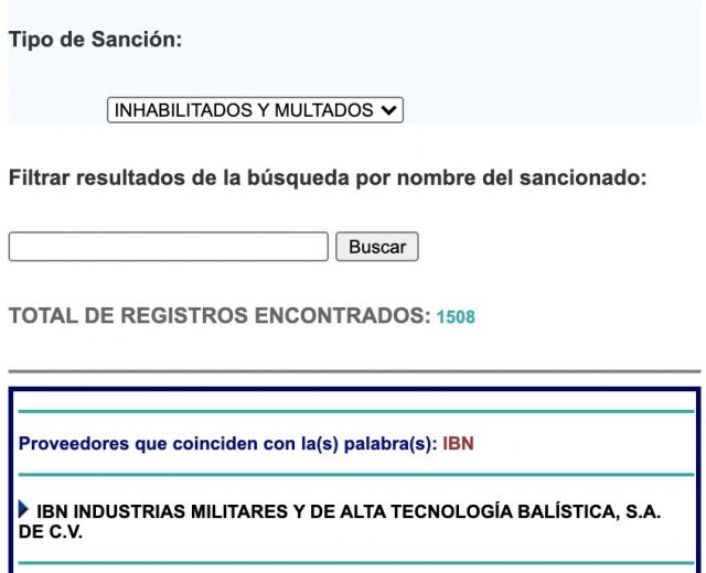 La empresa IBN Industrias Militares y de Alta Tecnología Balística, S.A. de C.V.