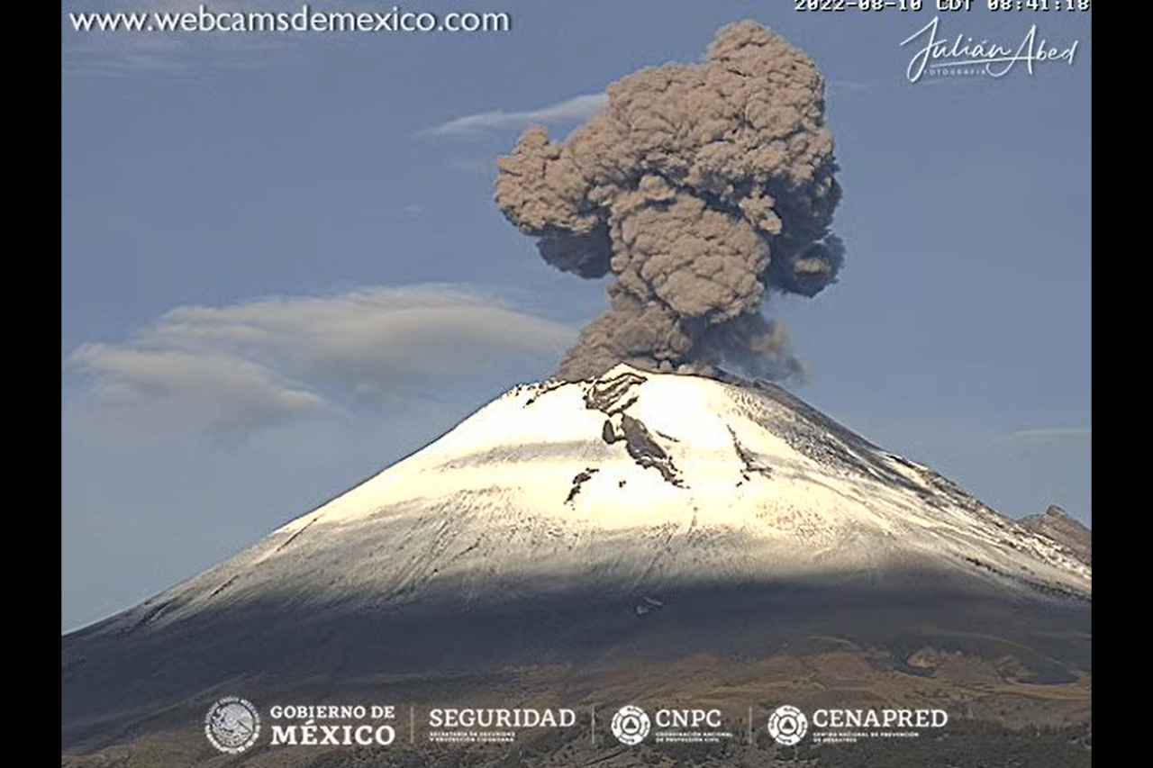 El Popocatépetl registró una explosión esta mañana