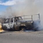 Se incendia camioneta en Asientos