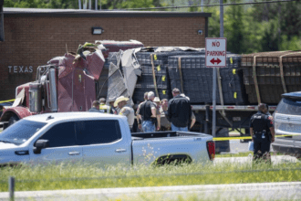 Un muerto y 14 heridos deja choque intencional de un camión contra sede policial en Texas